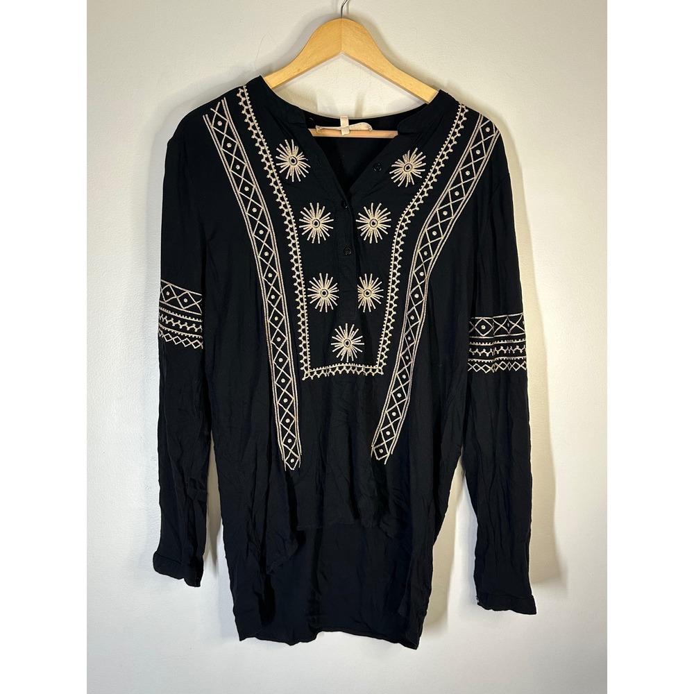 Sheryl Crow Embroidered Tunic Blouse Womens M Boho Peasant Hippie Western Casual